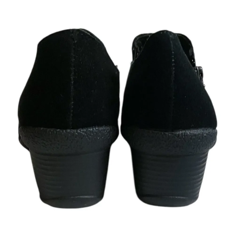 Solesenseability Black Leather Comfort Wedge Slip On Shoes Women’s 8 Travel Work